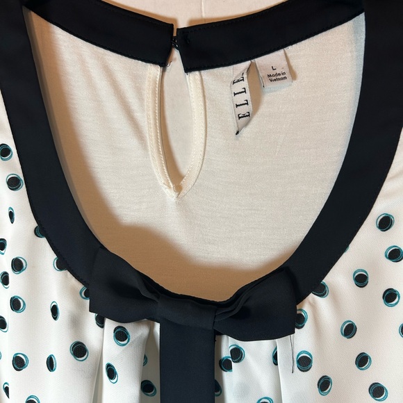 Elle Large Polka Dot Mom Core Preppy Blouse - Picture 3 of 7